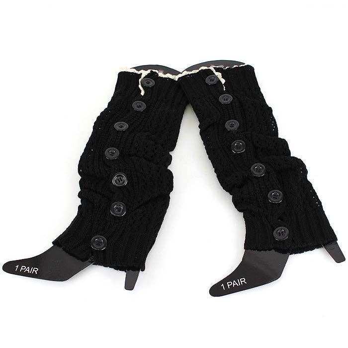 MiMi Wholesale - Vente Bottes – femme - LG8111 Manchettes de Bottes Longues/Chauffe-Jambes en Crochet à Boutons à la Mode