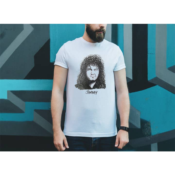 White Jimmy Barnes - Mens T-Shirt for wholesale on Faire