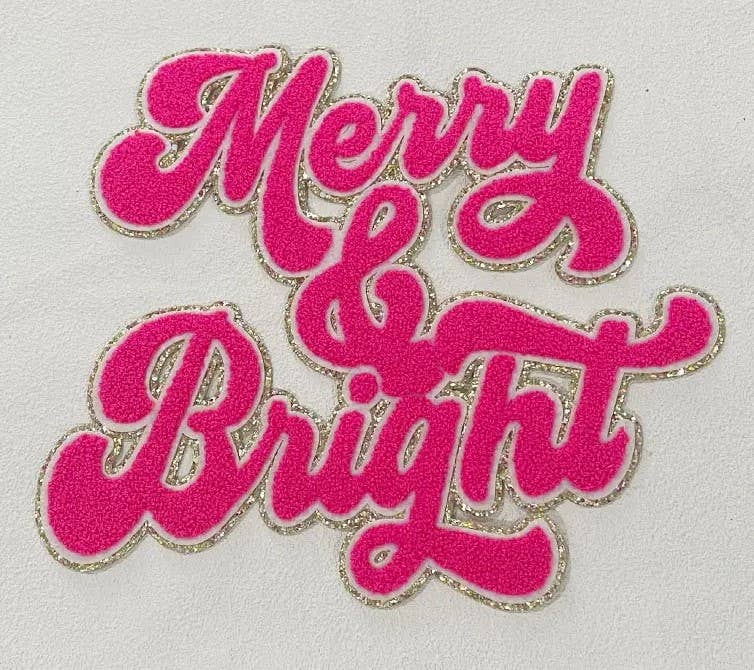 SHY Designs, LLC - Wholesale Patch - Merry and Bright Christmas Iron On Chenille Patch0