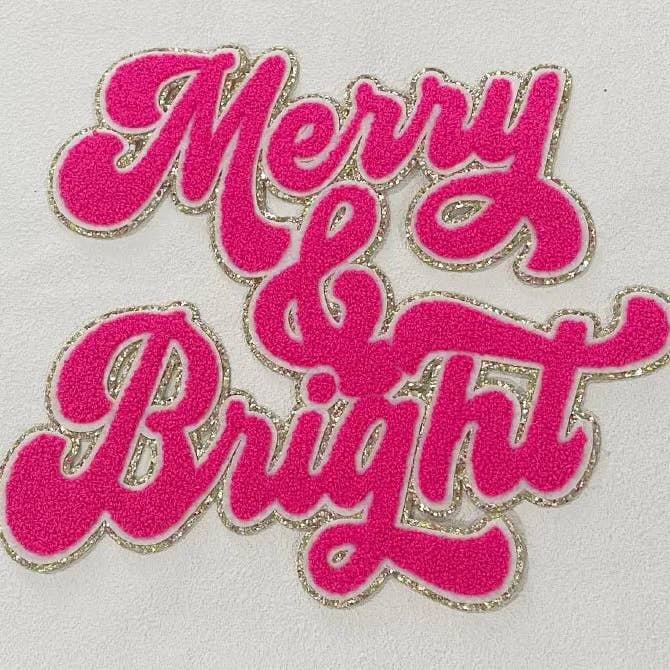 SHY Designs, LLC - Wholesale Patch - Merry and Bright Christmas Iron On Chenille Patch