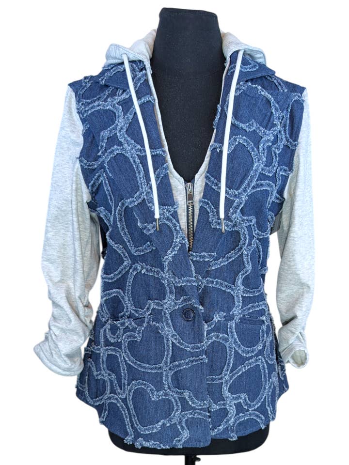 Hearts of Denim &. French Terry Mixed Blazer for wholesale by ZYM