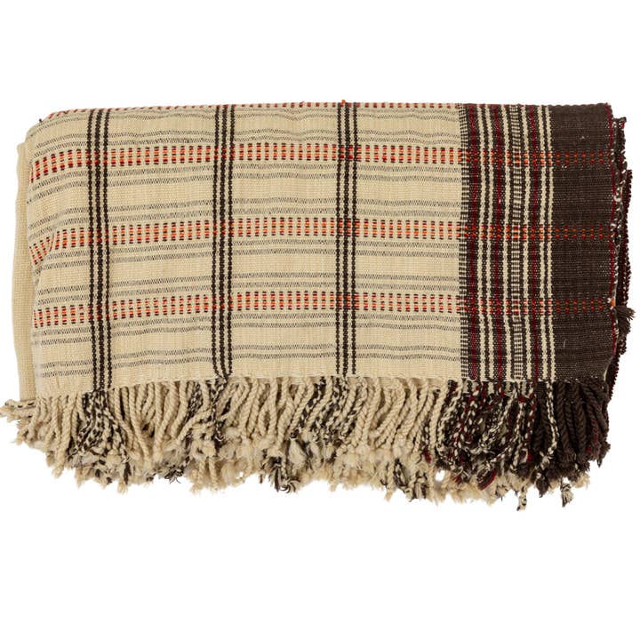 BK Shell/Espresso Handwoven Bedspread for wholesale by Alamwar