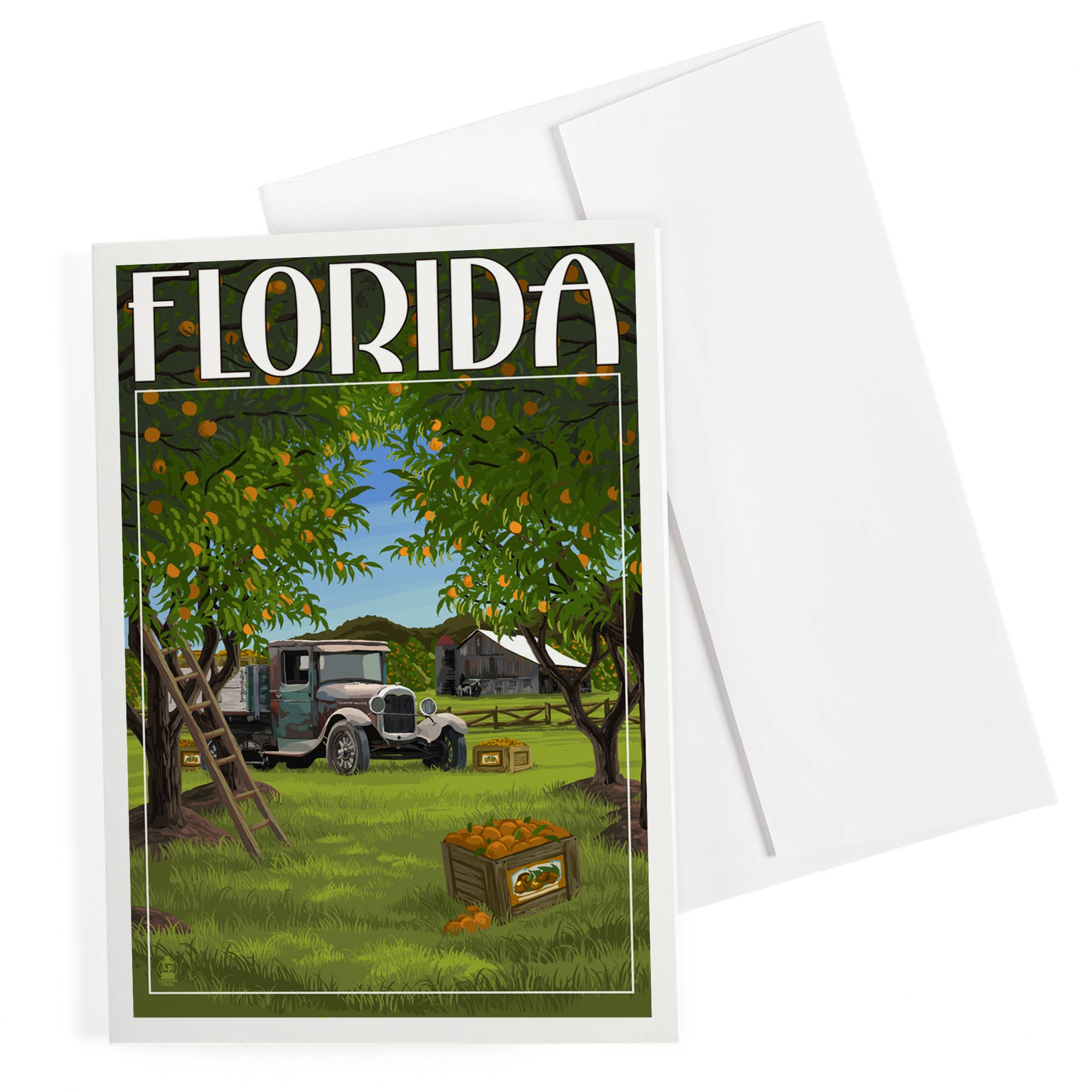 Lantern Press - Wholesale Everyday Greeting Card - GREETING CARD Florida, Orange Grove with Truck0