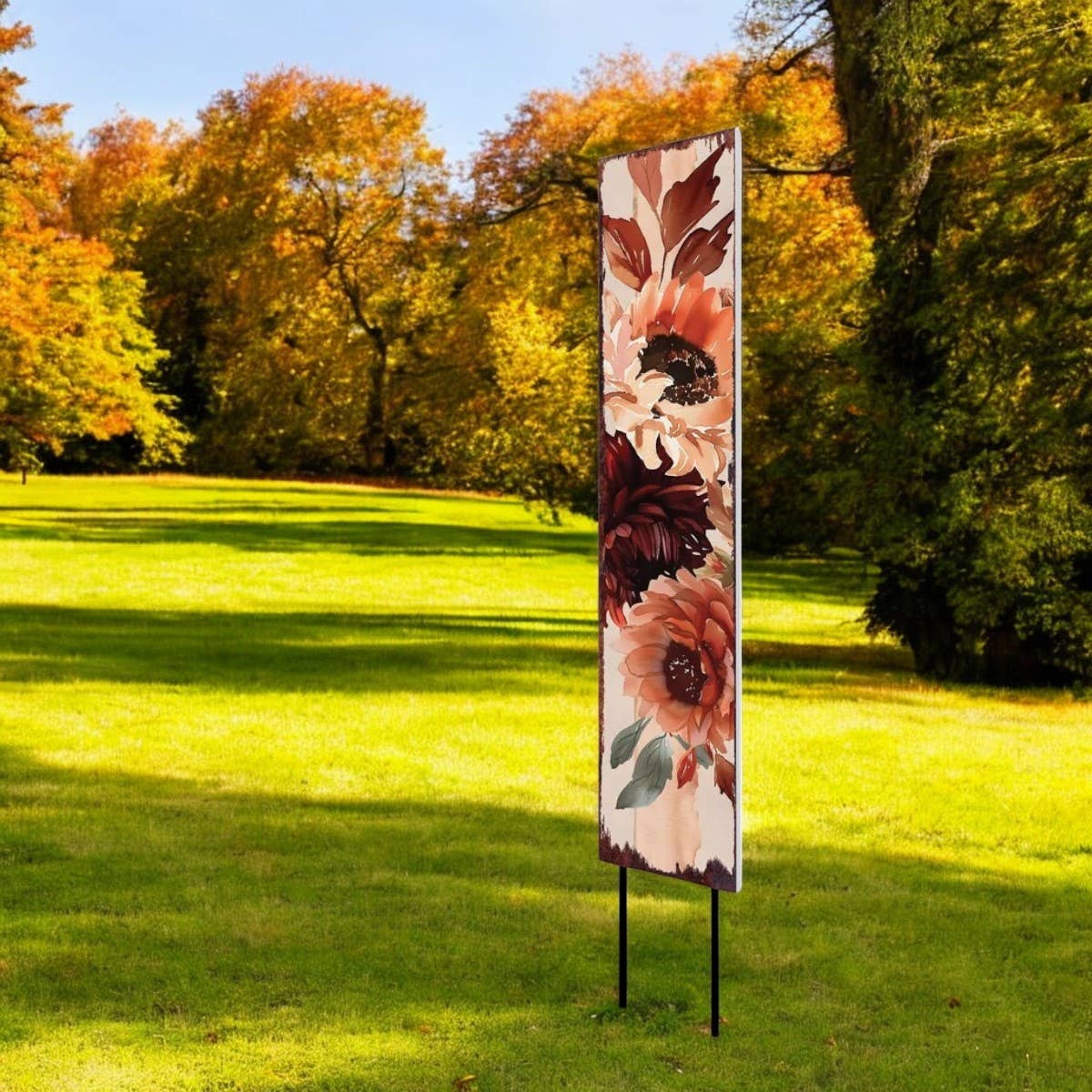 HomeRoots - Wholesale Garden Tool - 42" White Orange And Brown Solid Wood Floral Bouquet Garden Stake1