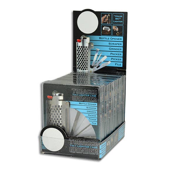 Novelty Brands - Wholesale Humidor/Cigar Accessory - 7-in-1 Metal Grinder Lighter Case with Tools- 6/Display