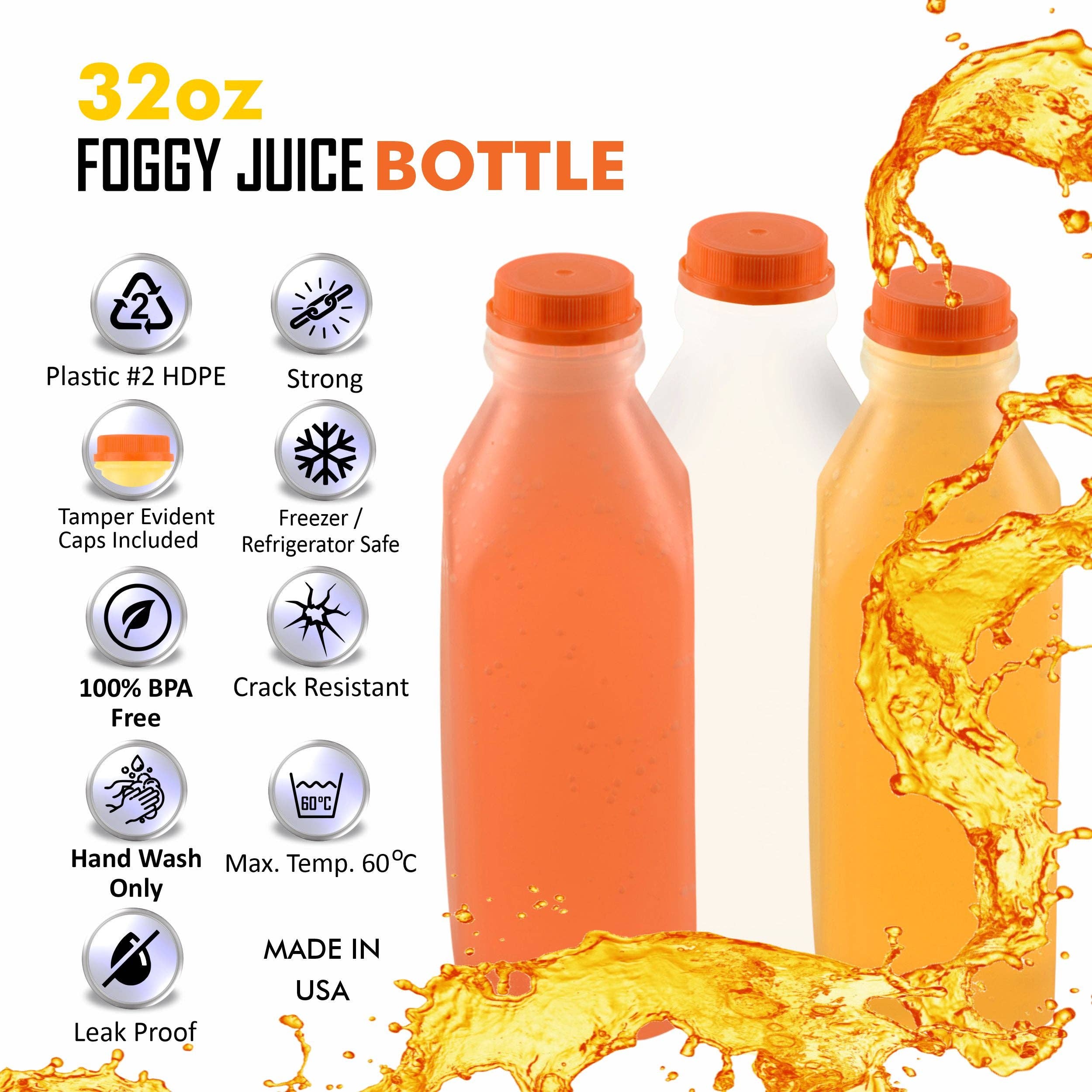 EcoQuality - Wholesale Milk/juice bottle - 32Oz Empty Plastic Juice Bottles with Tamper Evident Caps3