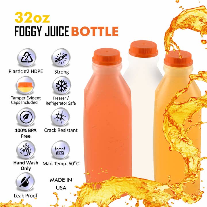 EcoQuality - Wholesale Milk/juice bottle - 32Oz Empty Plastic Juice Bottles with Tamper Evident Caps3