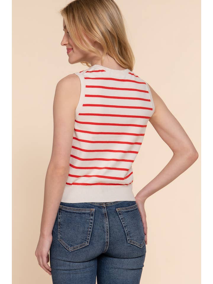 Active Basic | Active USA - Vendita all'ingrosso Canotta - Donna - Maglione primaverile a righe con scollo tondo senza maniche1