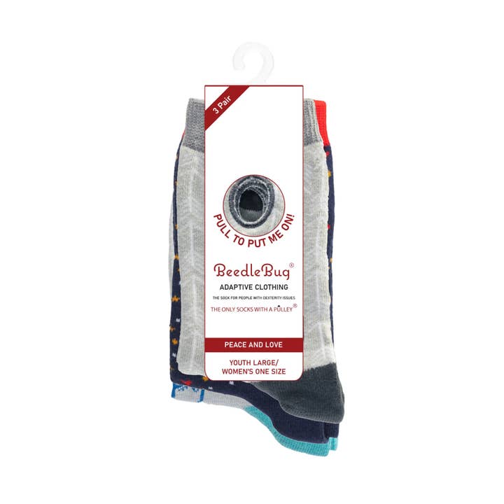 3-pack til kvinder Peace and Love for engroshandel hos Beedlebug Socks