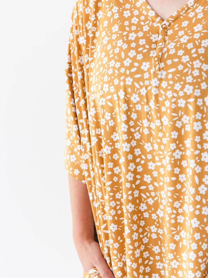 Jammie Session formerly Big Dreams Little Jammies - Wholesale Nightgown - Women's - Honey Blooms Women's Muumuu Lounge Tee (One size Fits XS - XXL) bamboo women pajama, bamboo muu muu sleepwear, bamboo nightgown, loungewear, bamboo night dress, loose fit sleepwear, breathable pajamas, comfortable pajama dress2