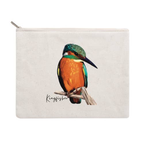 AGCZP1012: Kingfisher Cotton Zipper Pouch for wholesale by Australiana Gifts Co