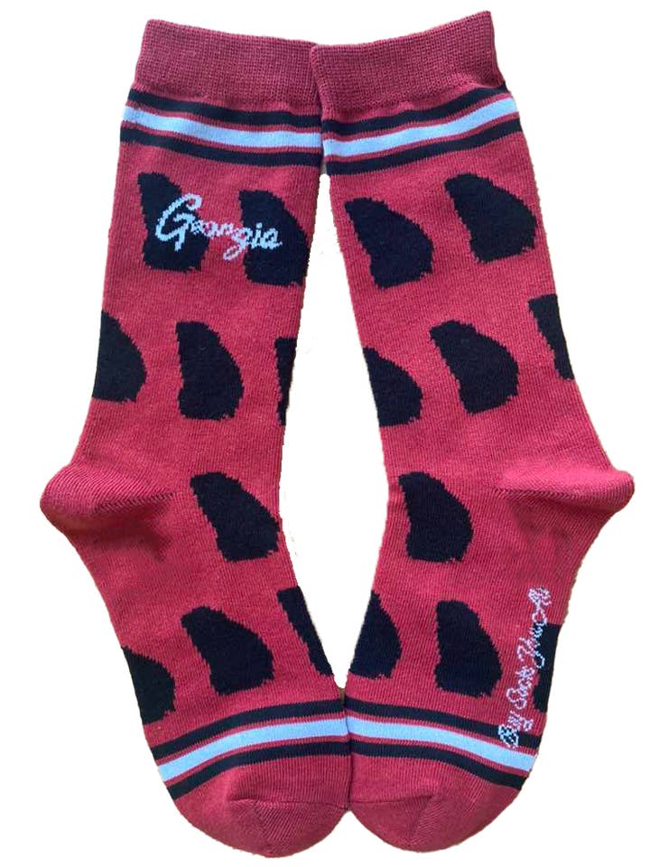 Georgia Shapes in Black and Red Women's Socks for wholesale by Buy Socks You All
