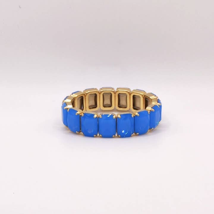 Elastic Lux Octagonal Stones Bracelets - Sapphire Opal Otp for wholesale by QUÉ MÁS JEWELS