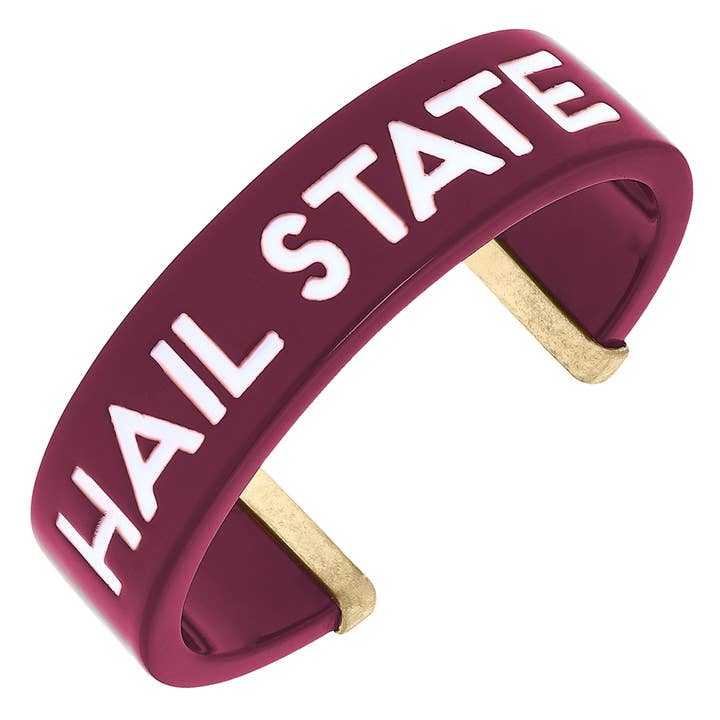 Mississippi State Bulldogs Resin Cuff Bracelet in Maroon for wholesale by Canvas Style