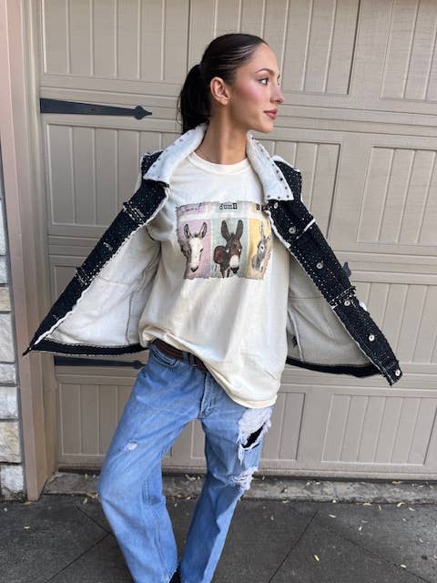 DOLLY ESTELLE - Wholesale Screen Printed T-Shirt - Women's - Tees - Smart Dumb Bad (donkeys)1