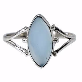 Amberman - Wholesale Single Stone/Solitaire Ring - Blue Chalcedony Stone Sterling Silver Ring2