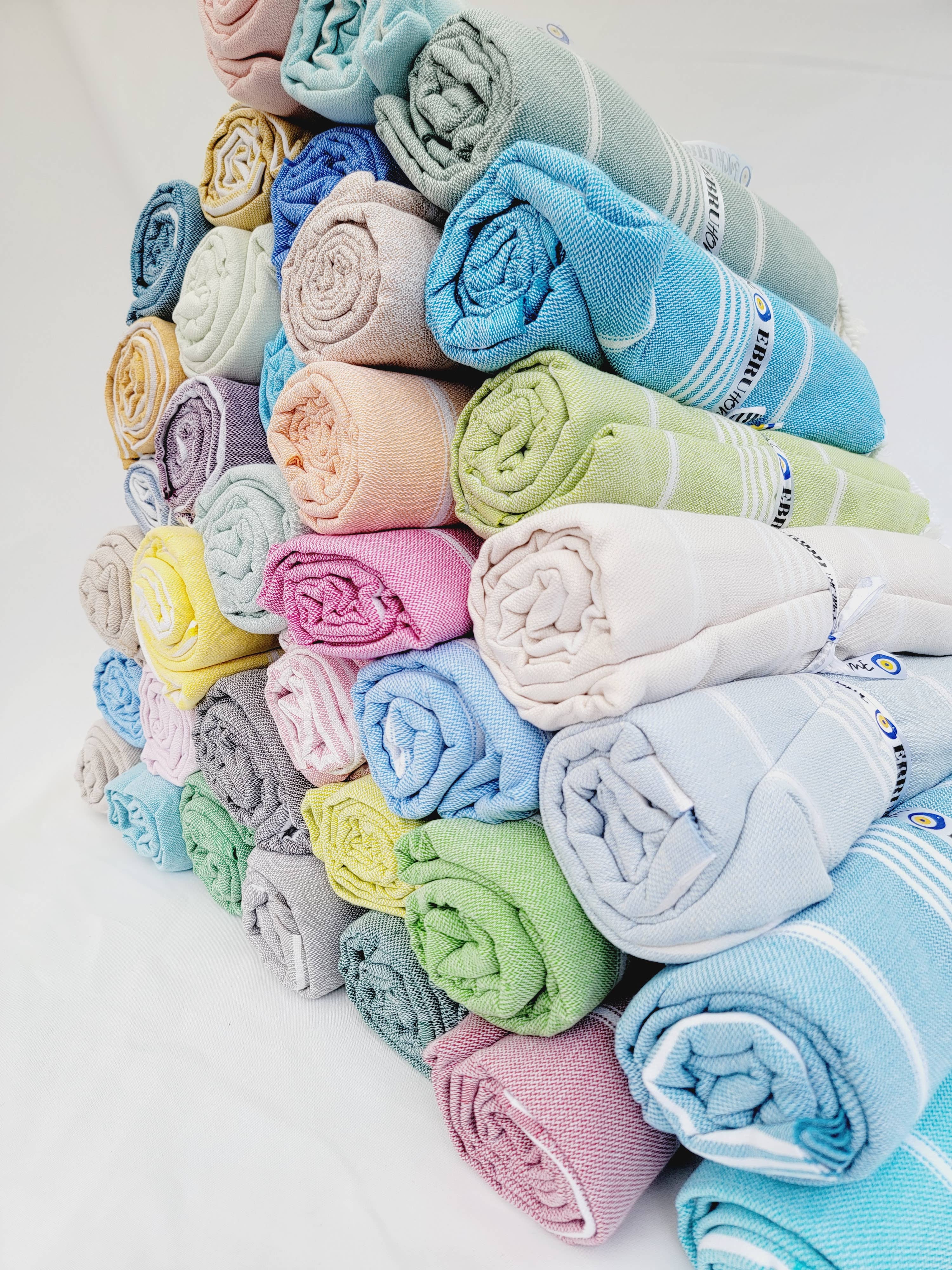 EBRU Home - Wholesale Beach Towel - 10 Beach Towel set, Assorted sand free Towel, Cabana Stripe9