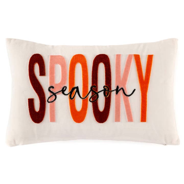 "SPOOKY SEASON" PILLOW, IVORY for wholesale by Shiraleah