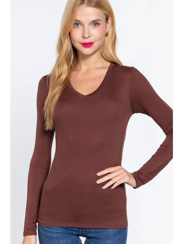 Vanilla Monkey - Wholesale Knit Top - Women's - Basic Solid Long Sleeve V-neck Top6