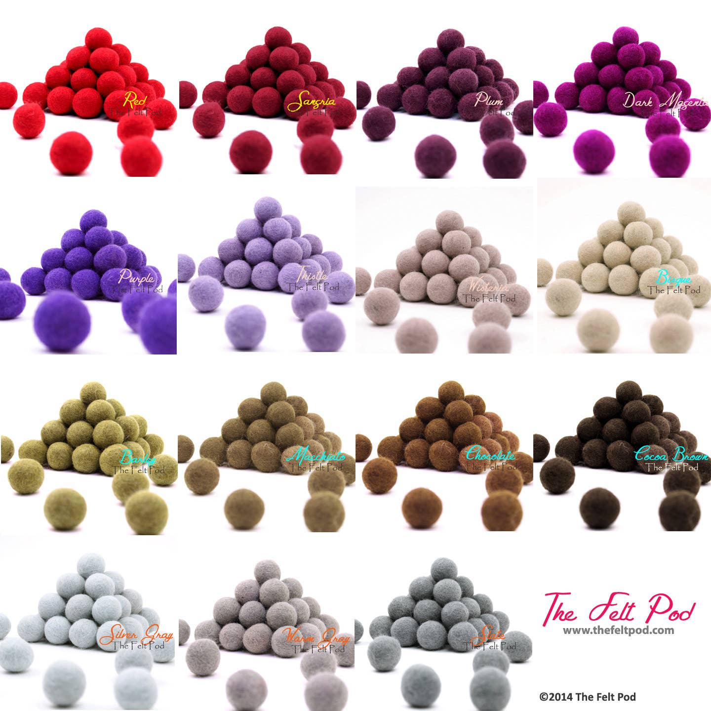 The Felt Pod - Wholesale Craft Supplies - 2.5 cm Felt Balls 100 Pieces -for DIY Garland Wool Beads45