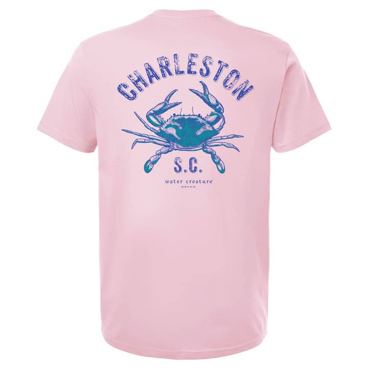 Charleston Apparel - Wholesale Screen Printed T-Shirt - Unisex - Customizable Blue Crab Etching - our original artist drawing12
