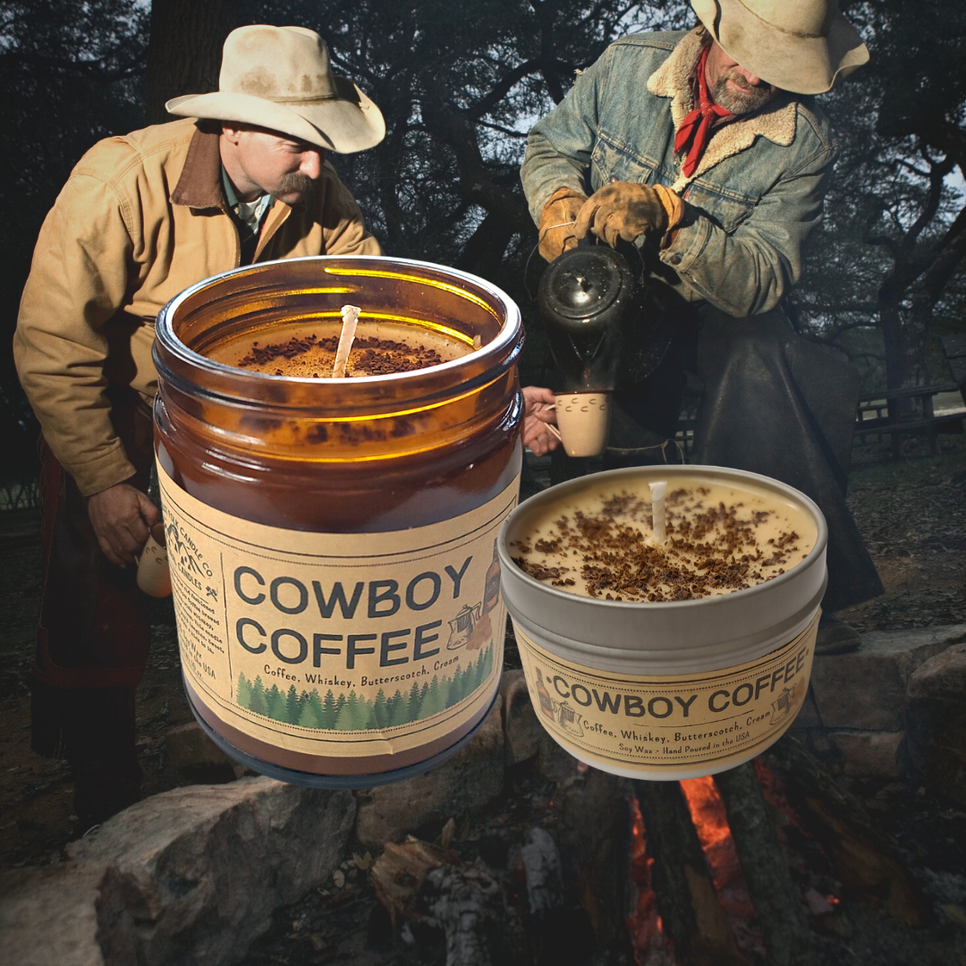 Wanderlust Folk - Vente Bougie en bocal - Bougie Cowboy Coffee en cire de soja 100 % fabriquée aux USA2