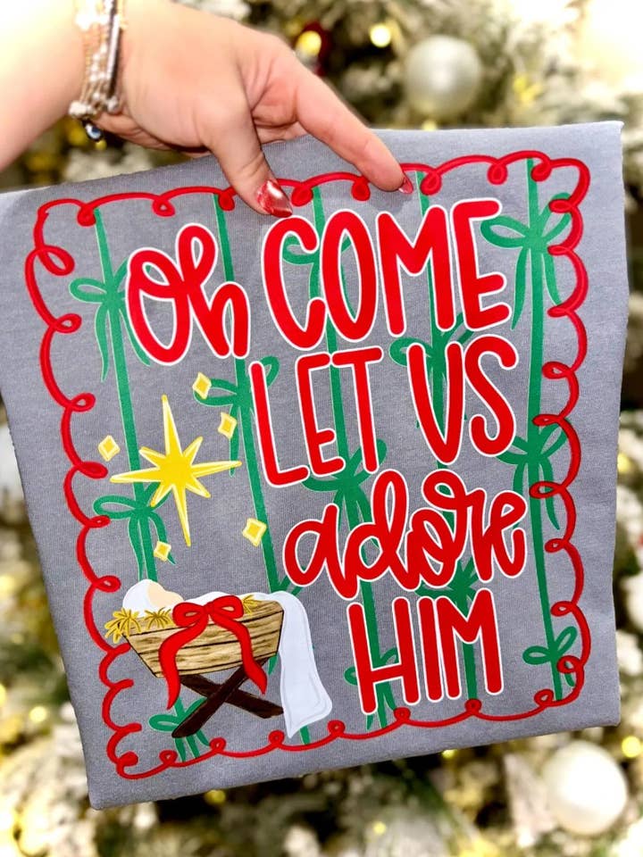 Funky Monkey - Wholesale T-Shirt (Graphic) - Women's - Oh Come Let Us Adore Him Short Sleeve Tee0