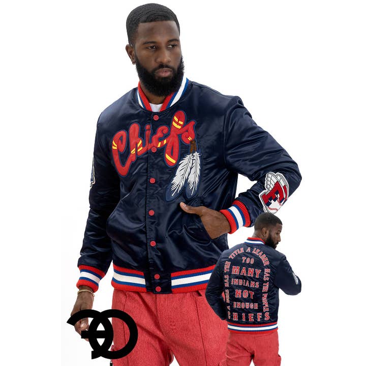 F1057 Chiefs Satin Varsity Jacket - Navy and other Purchase Wholesale frost. Free Returns & Net 60 Terms on Faire trending on Faire.
