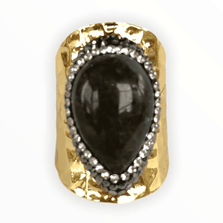 Anel Ajustável de Cristal de Labradorite ADMK por atacado de ADMK Jewelry