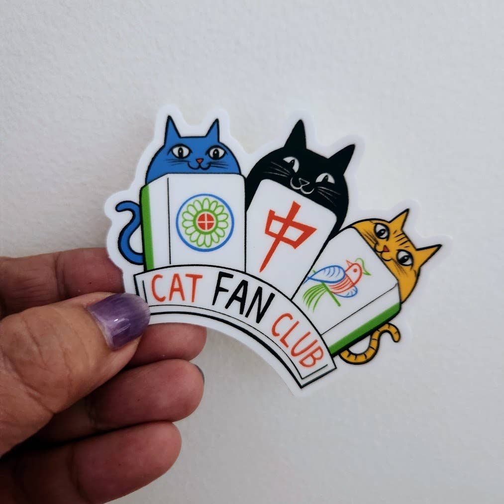 Lili Chin Art - Wholesale Sticker - Mahjong Cats (Cat Fan Club) Sticker 
1