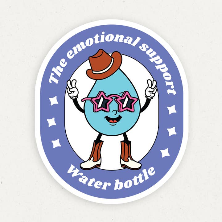 Emotional Support Water Bottle | Funny Vinyl Sticker for wholesale by Gobi Prints Co.