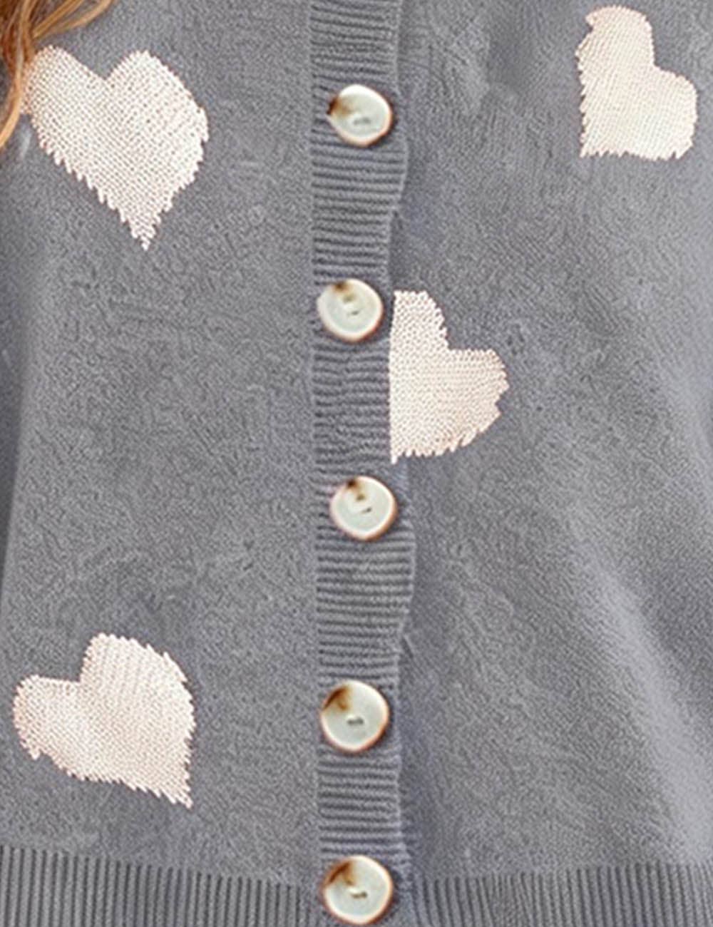 Sweetkama – Cardigan - Mulher por atacado – Cardigan feminino com coração e botões, gola redonda, modelo 236815