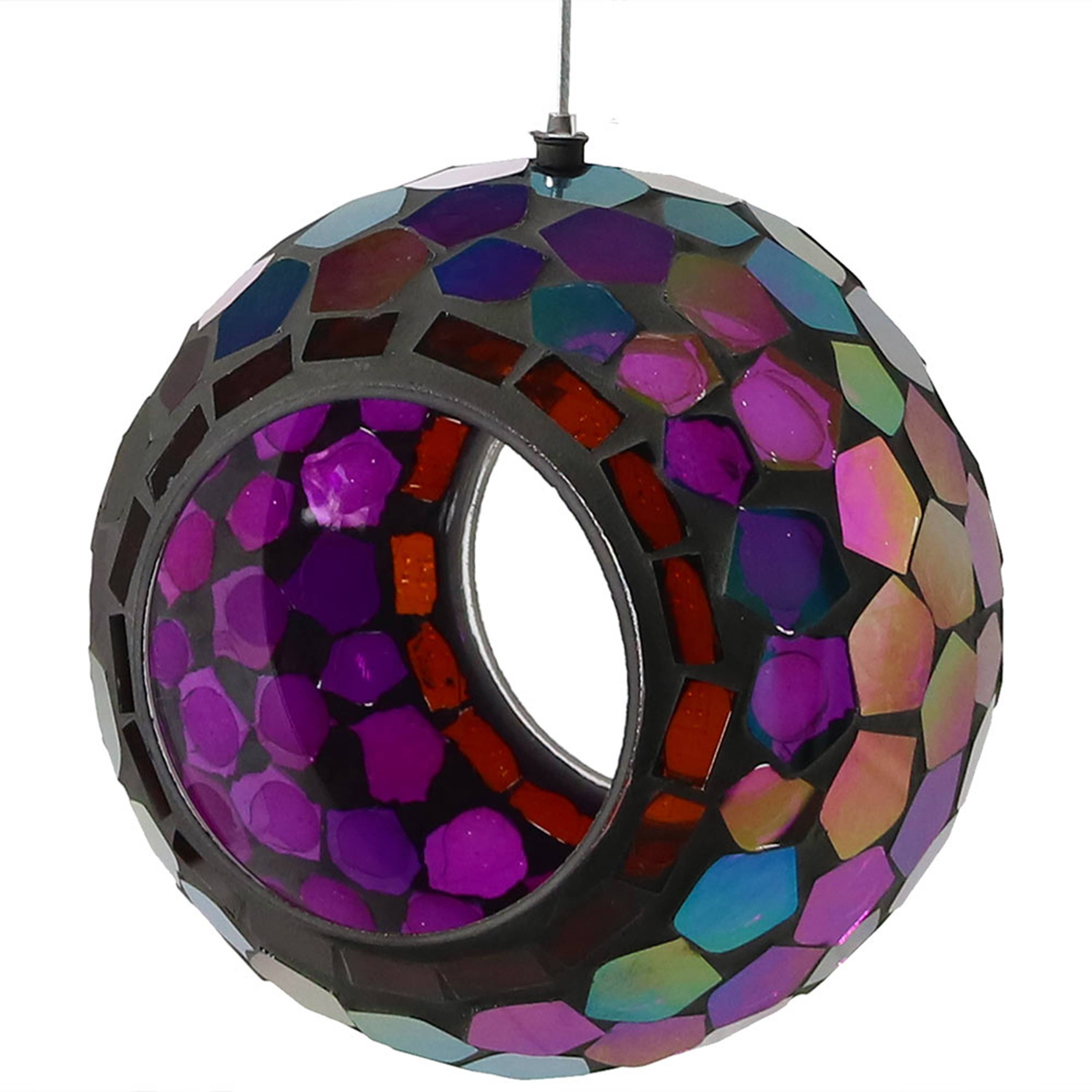 Sunnydaze Decor - Wholesale Bird Feeder - Round Mosaic Fly-Through Hanging Bird Feeder - 6 in - Purple1