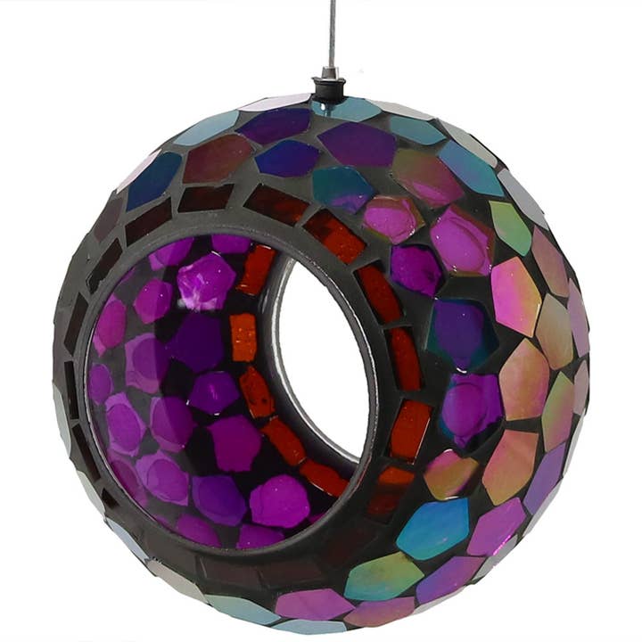 Sunnydaze Decor - Wholesale Bird Feeder - Round Mosaic Fly-Through Hanging Bird Feeder - 6 in - Purple1
