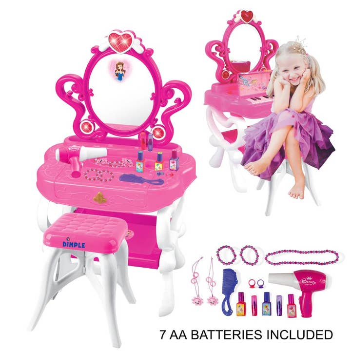 Dimple - Wholesale Toy Set - Kids - Dimple 2-in-1 Princess Pretend Play Vanity Set Table