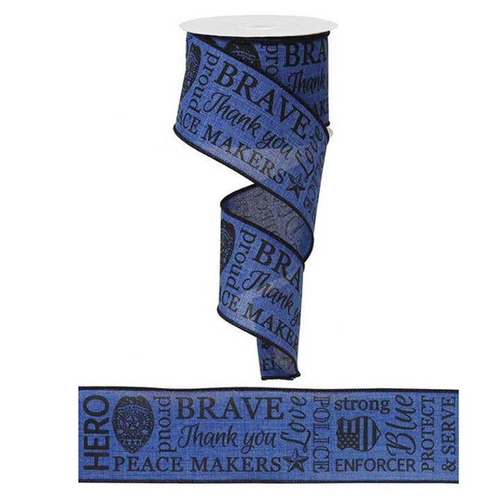 Trendy tree - Wholesale Ribbon - Gift Wrapping - 2.5" Police Law Enforcement Blue Black Ribbon RG0159225