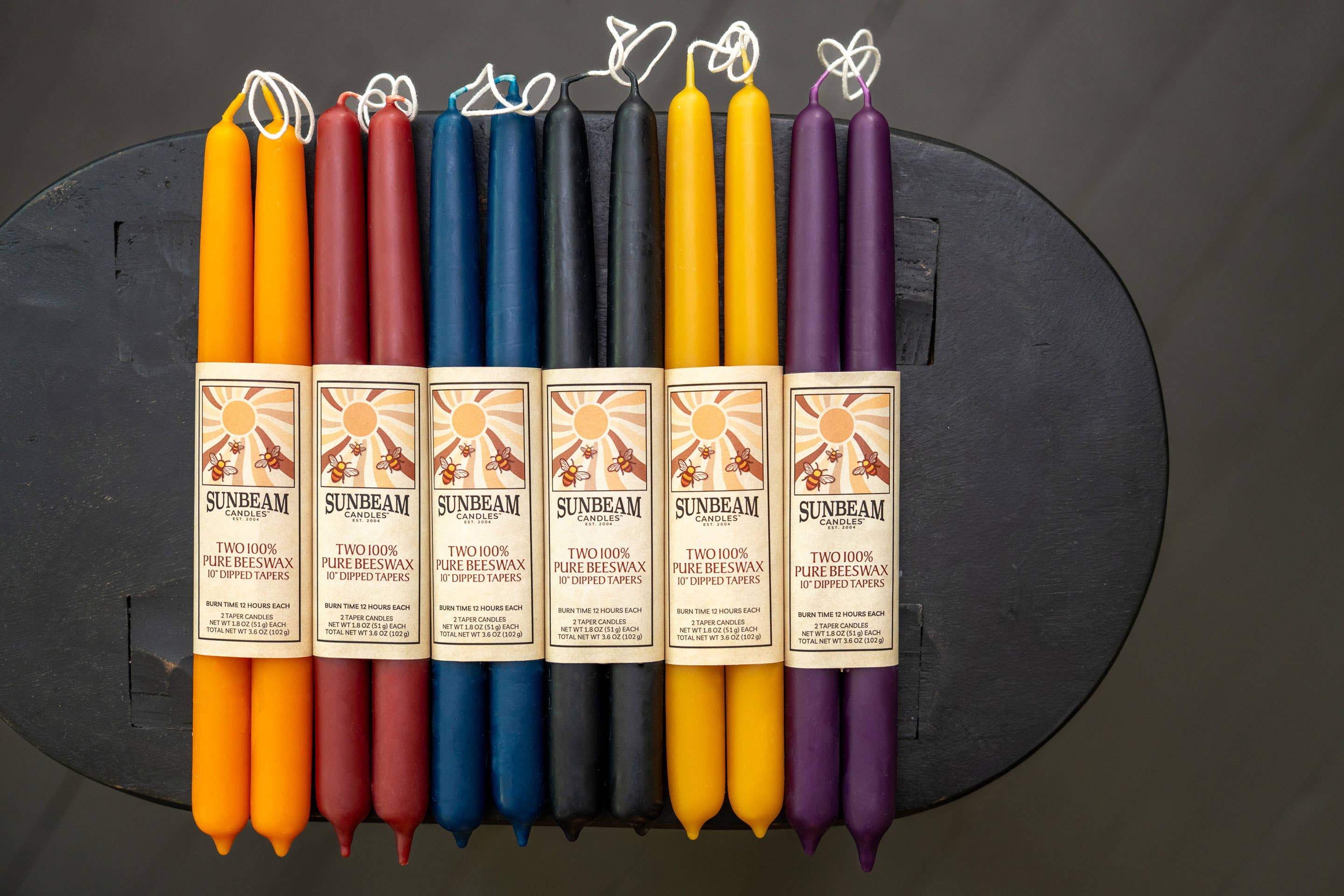 Sunbeam Candles, Inc – Vela/castiçal cónico por atacado – Velas Cónicas de Cera de Abelha de 10" - Pares Envolvidos (caixa de 6 unidades)6