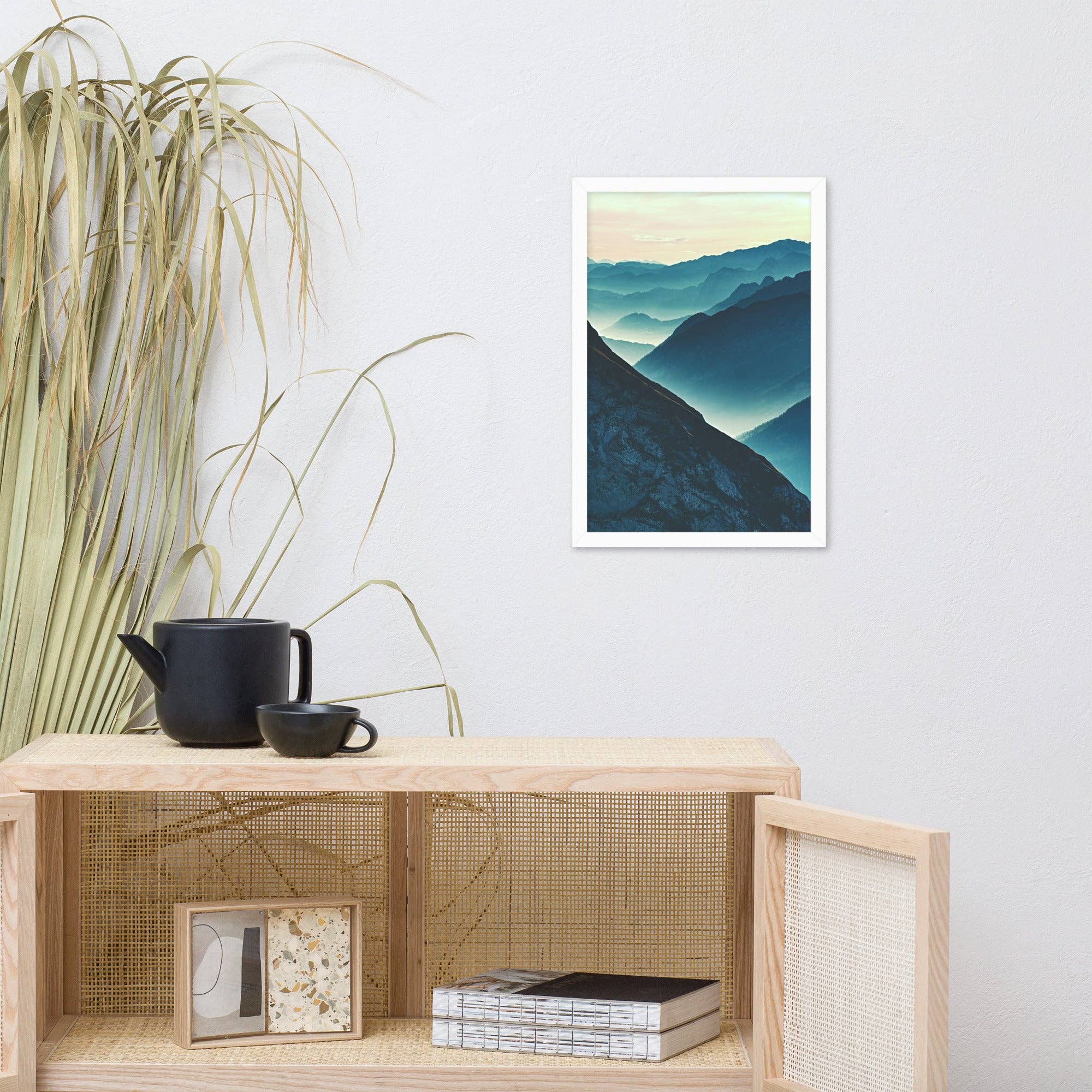Pipa Wall Art & Home Decor – wholesale Art print – Misty Blue Silhouette Mountain Range Photo Framed Art7
