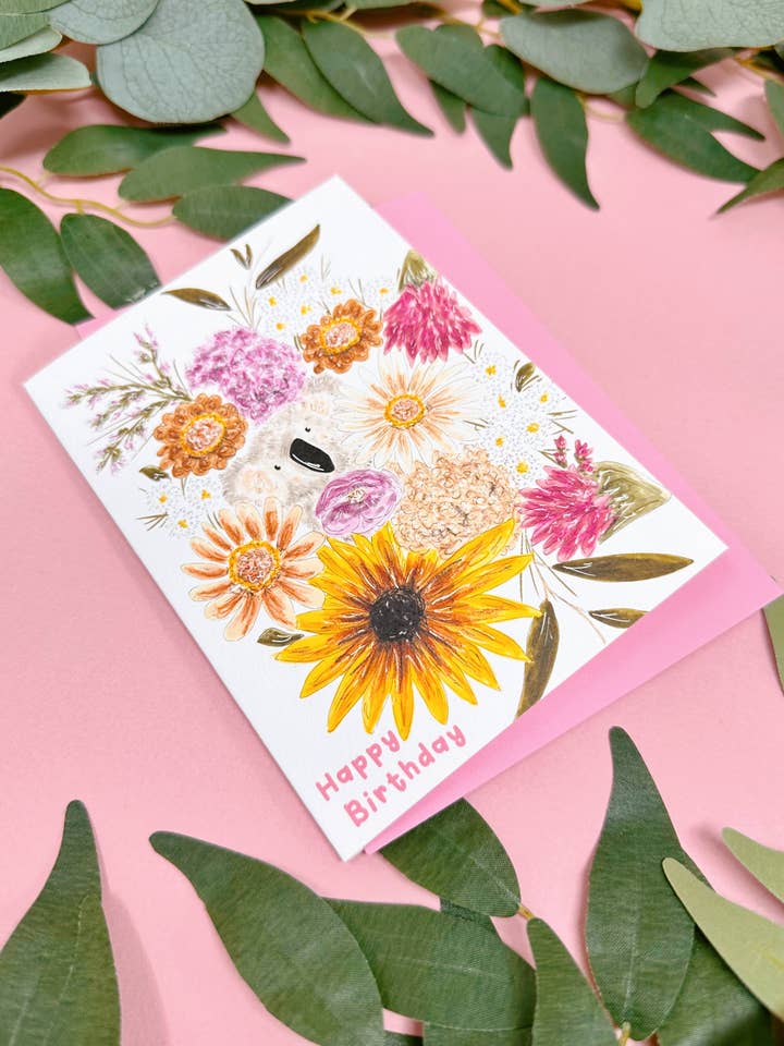 Floral Koala Birthday Card for wholesale by Just Smile Designs