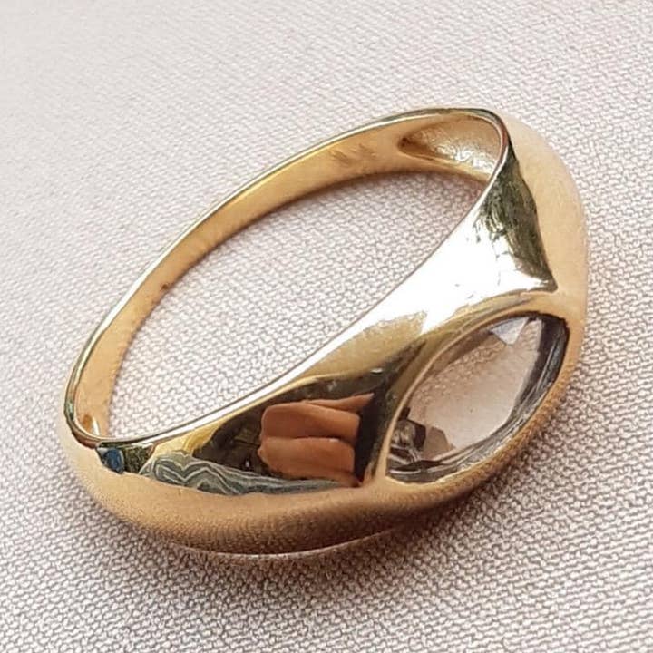 18k Gold Plated Smoky Quartz Sterling Silver Ring for wholesale by Rishi Jewelry