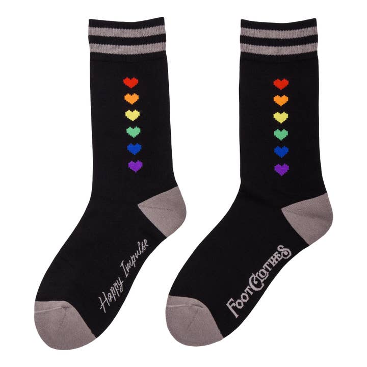 FootClothes LLC - Wholesale Socks - Unisex - Pride Pixel Hearts Crew Socks1