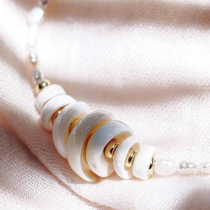 Ke Aloha Jewelry - Wholesale Beaded/Pearl Necklace - Gold Puka Shell Pearl Bead Necklace - Maka