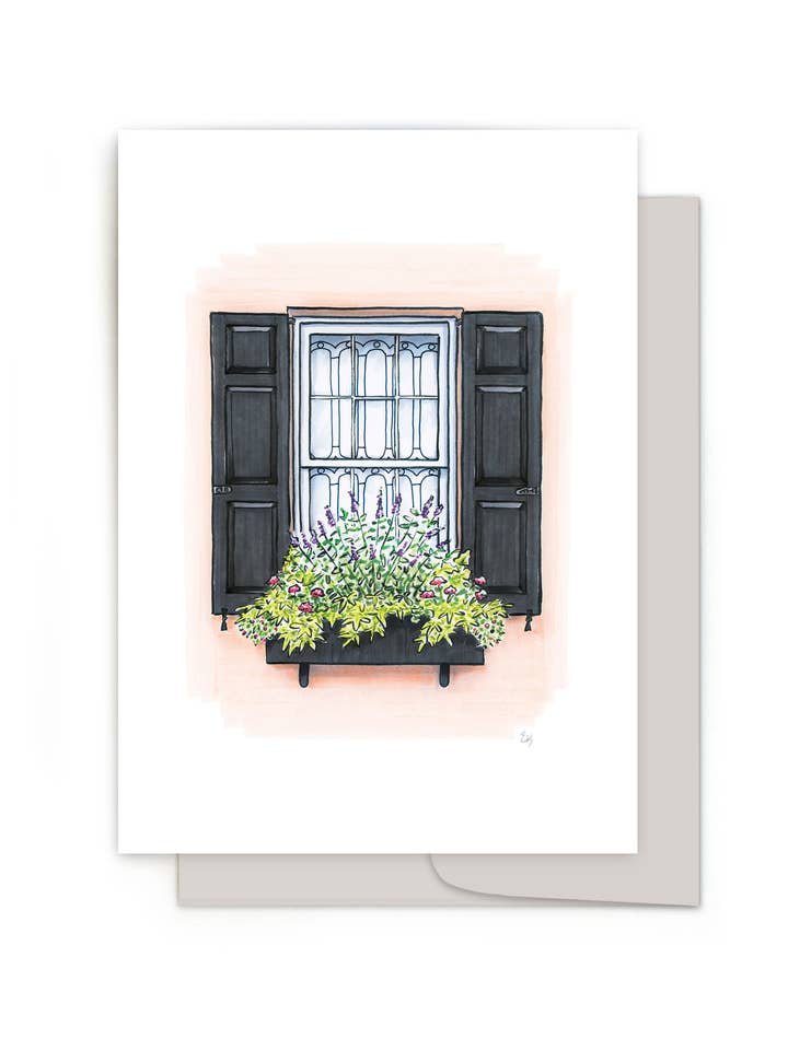 Flower Box Greeting Card - Light Coral House for wholesale by Texture Design Co