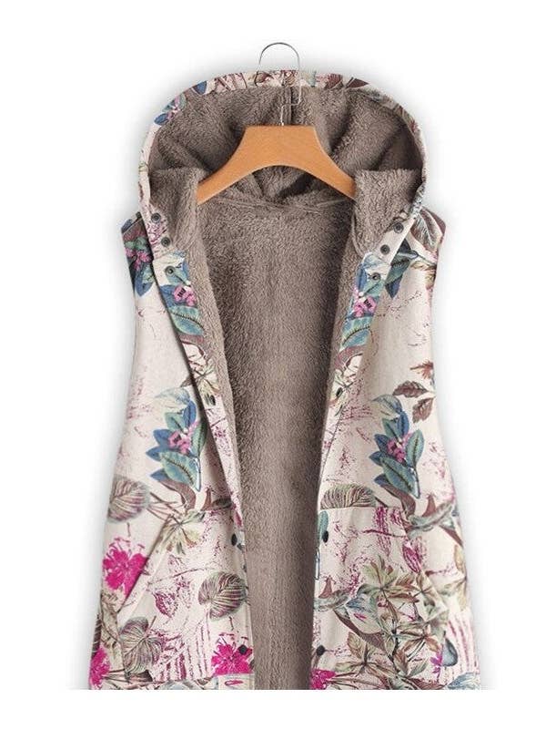 Vest With Vintage Print Hood And Mid-Length For Warmth and other Purchase Wholesale alex max. Free Returns & Net 60 Terms on Faire trending on Faire.