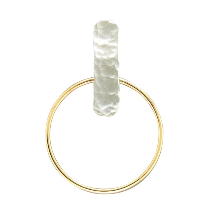 Hammered Bar Dangling Circle Post Earring for wholesale by Mark Steel Jewelry
