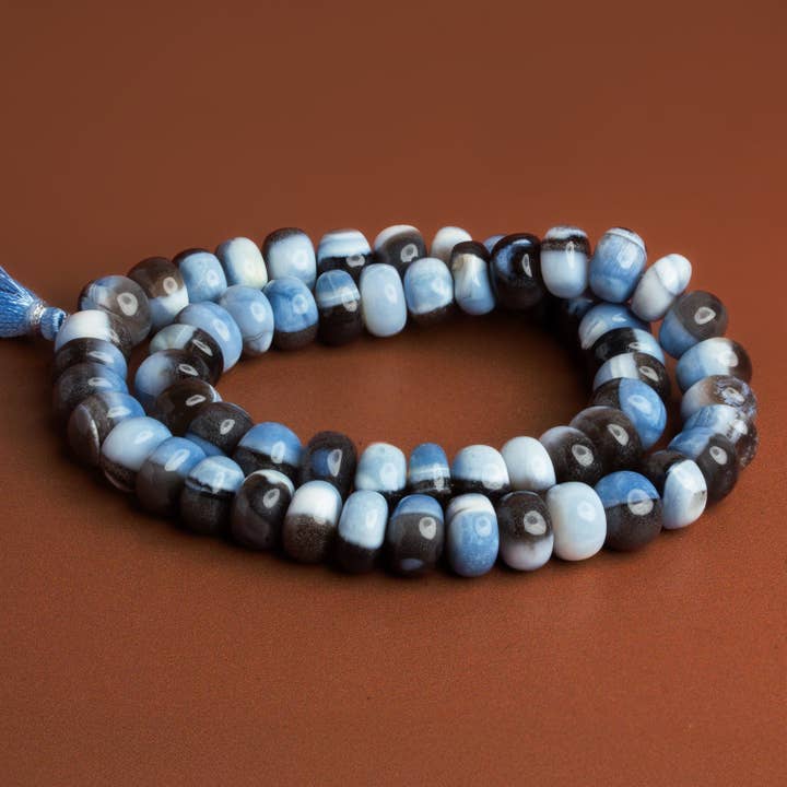 Rondelles en denim opale de 11 mm, 17 pouces, 58 perles pour la vente par The Bead Traders
