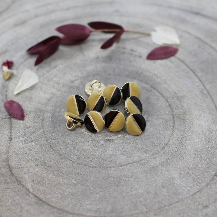Wink Buttons Black - Mustard for wholesale by Atelier Brunette - Fabrics & Sewing Patterns Shop