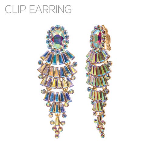 Western Fashion - Wholesale Clip-On Earrings - 26191 - g baguette stone layered clip