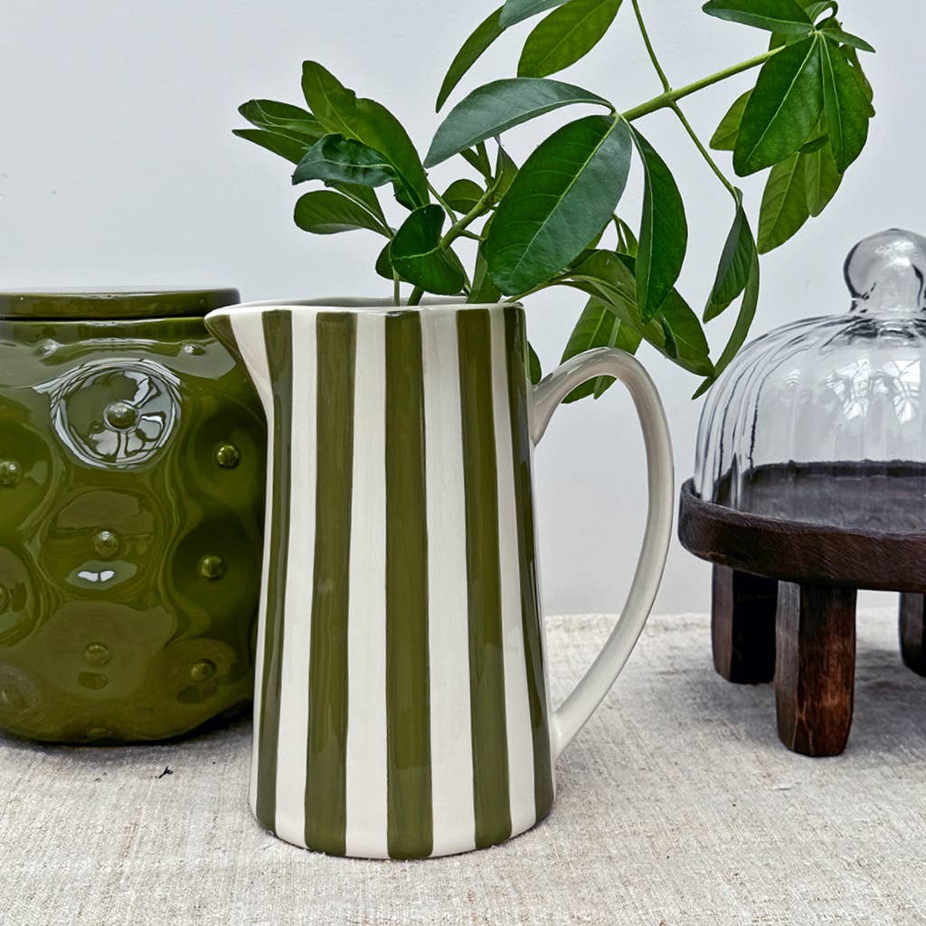 Opjet Paris - Wholesale Pitcher - Khaki striped pitcher gm L17.8 W12.5 H21.3cm2