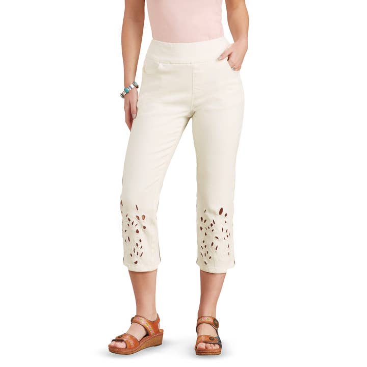 Chicota Embroidered Jean Capris for wholesale by Back in the Saddle